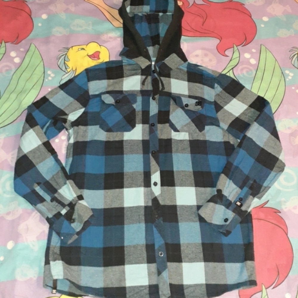 DC Skateboards Flannel Hoodie Vintage Skateboard Hooded